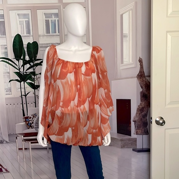Ashley Stewart Tops - Ashley Stewart Orange Brush Strokes Print Top. Size 20W. P82